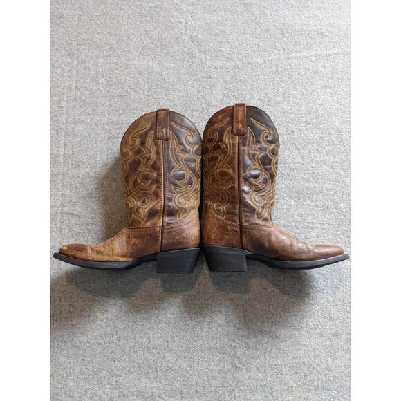 Laredo Maddie Cowboy Boots Womens Size 7M Tan Distressed Round Toe 51112 - Picture 3 of 7